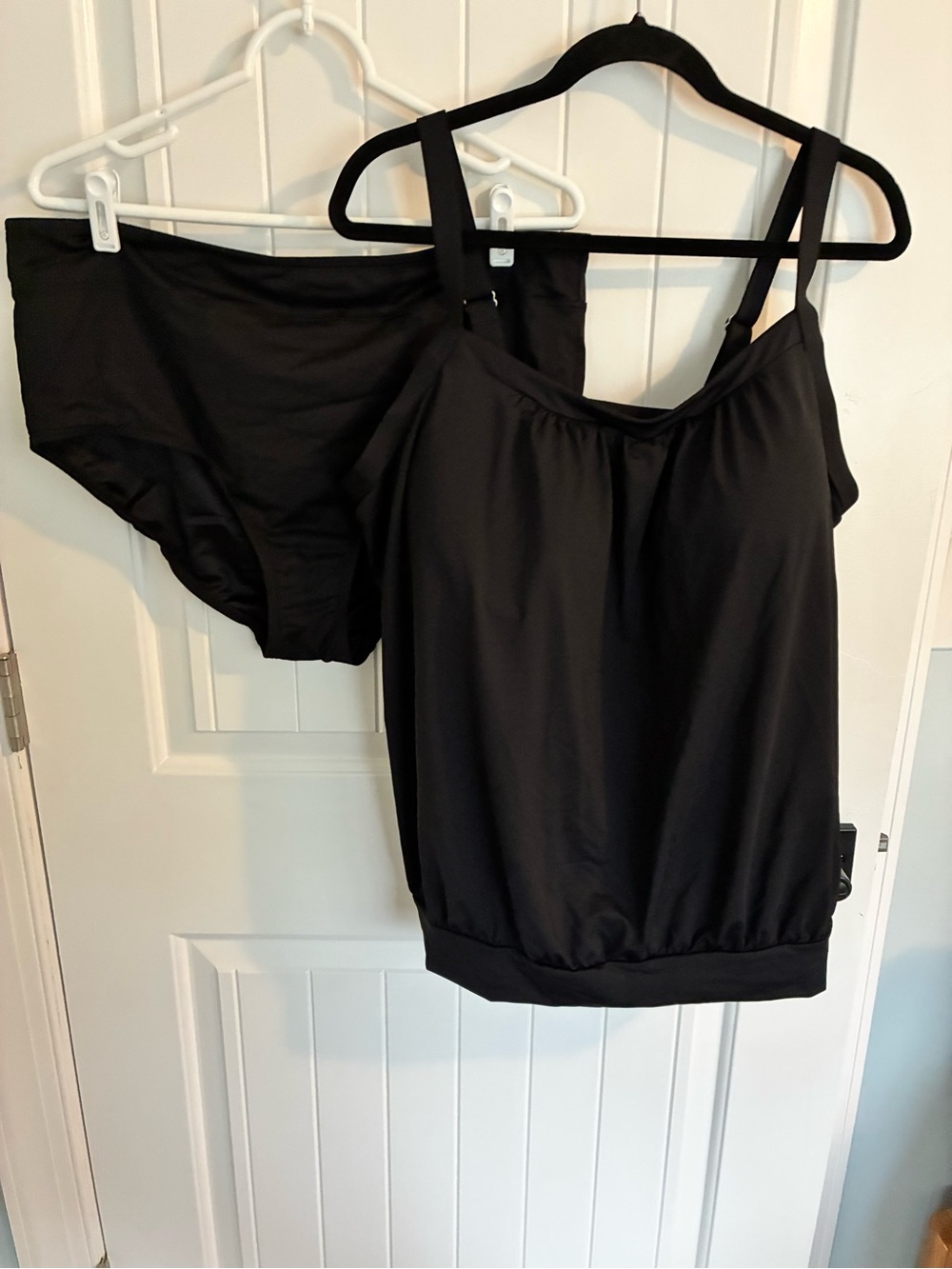 Lands' End Black Tankini Top with Matching Brief
